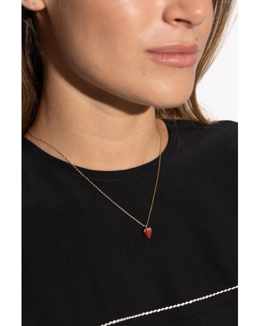 Kate Spade Metallic Necklace With A Pendant Featuring Sparkling Crystals