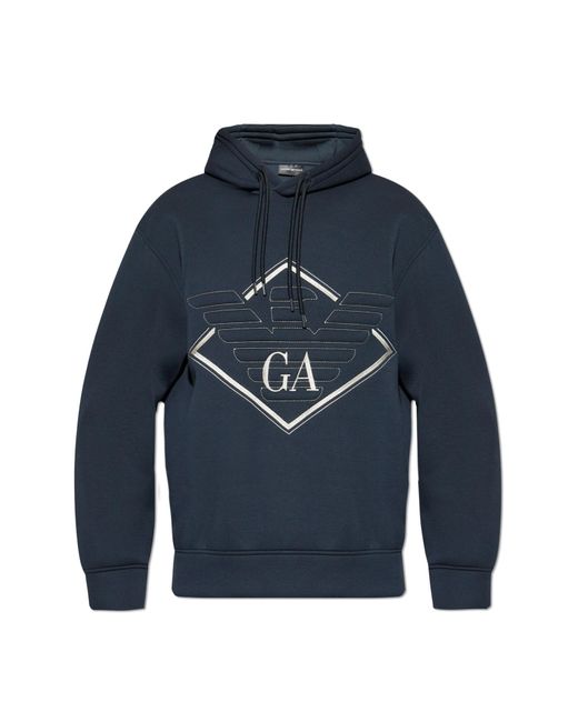 Emporio Armani Blue Sweatshirt With Embroidered Logo for men