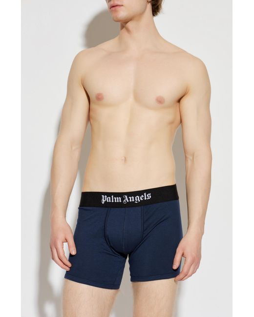 Palm Angels Blue Three-Pack Of Boxers With Logo for men