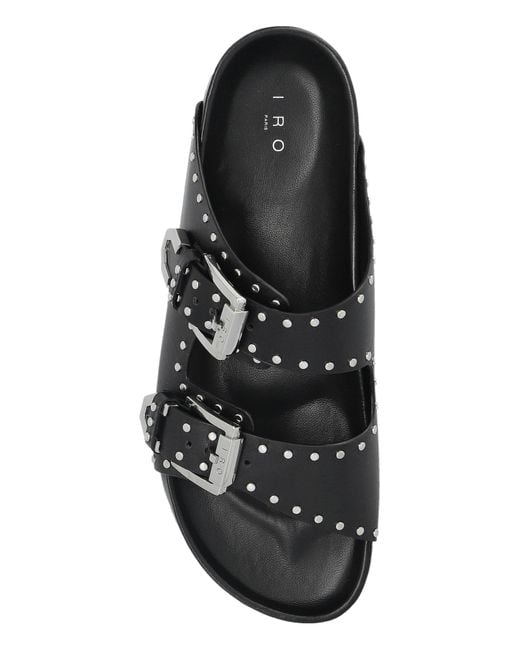 IRO Black Leather Slides Billie