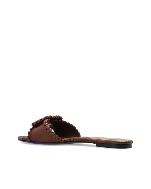 Burberry Brown 'Crest' Slides