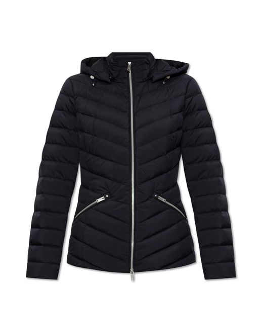 Moose Knuckles Blue Down Jacket With Detachable Hood