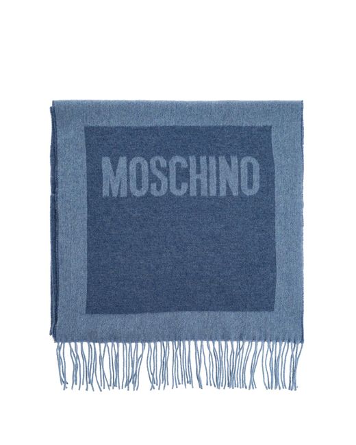 Moschino Blue Scarf With Logo