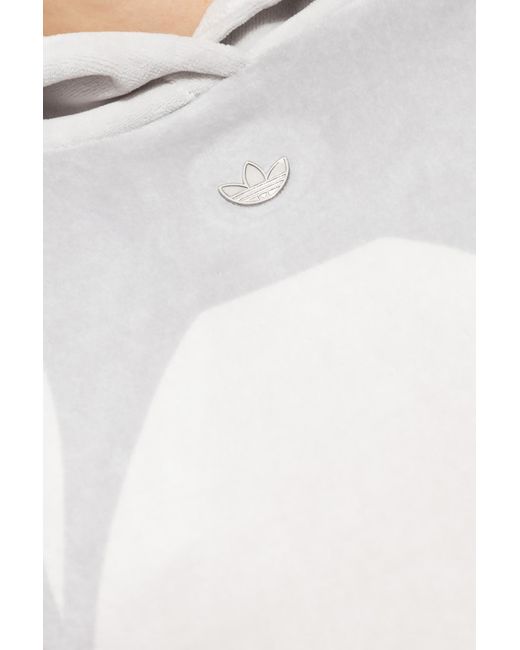 Adidas Originals White Velour Hoodie With Logo,
