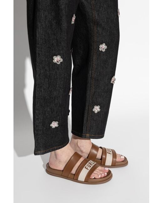 Furla Brown “Tide” Slides