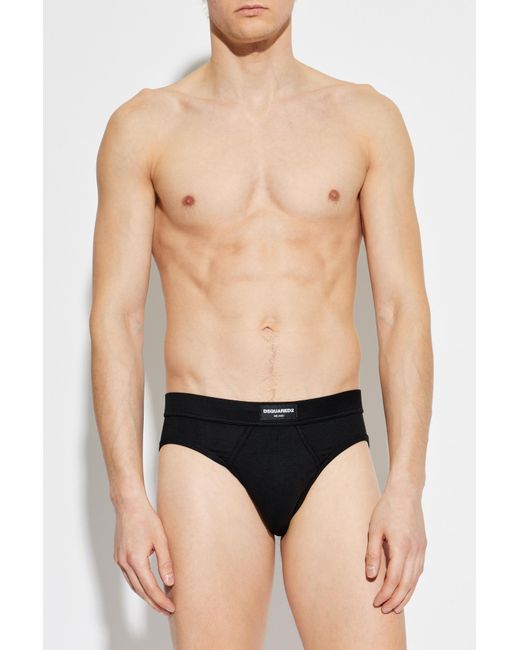 DSquared² Black Briefs With Logo for men