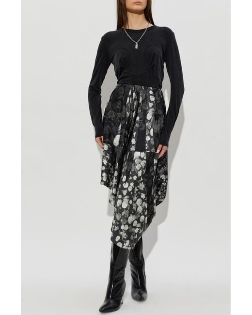 Maison Margiela Black Silk Skirt With An Asymmetric Cut