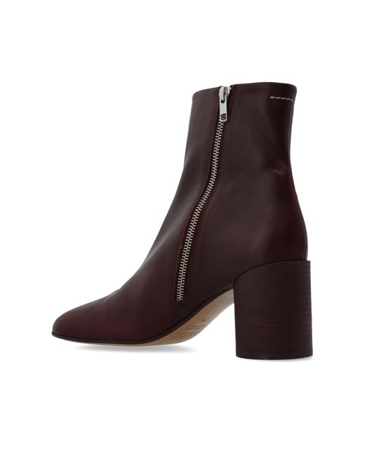 MM6 by Maison Martin Margiela Brown Leather Ankle Boots With Heels