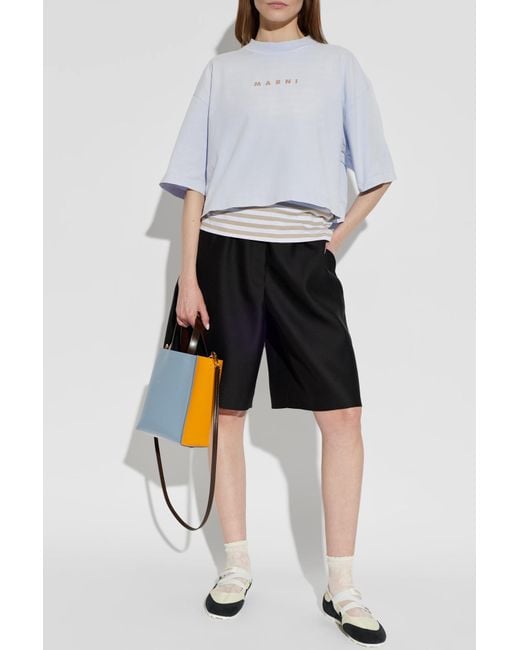 Marni White Ballet Flats With Logo Patch