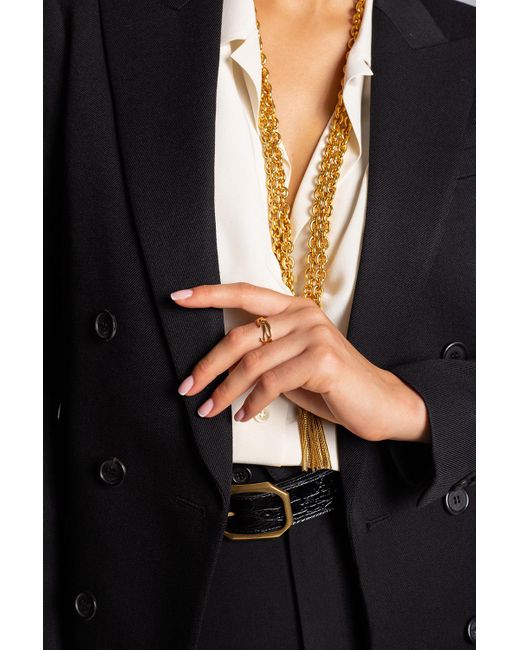 Saint Laurent Metallic Ring With Logo