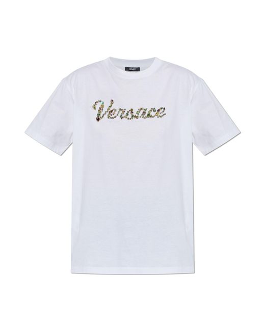 Versace White T-Shirt With Logo