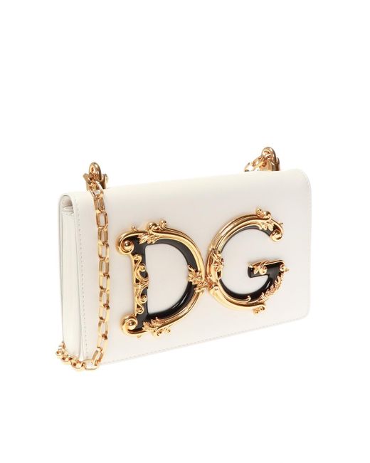 Dolce & Gabbana Natural Dg Girls Leather Shoulder Bag
