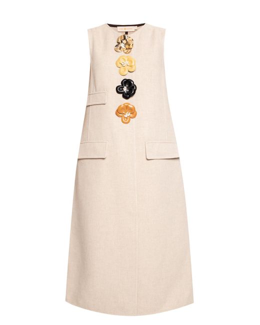 Tory Burch Natural Longline Twill Crepe Vest