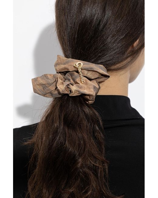Ganni Brown Hair Scrunchie With Logo
