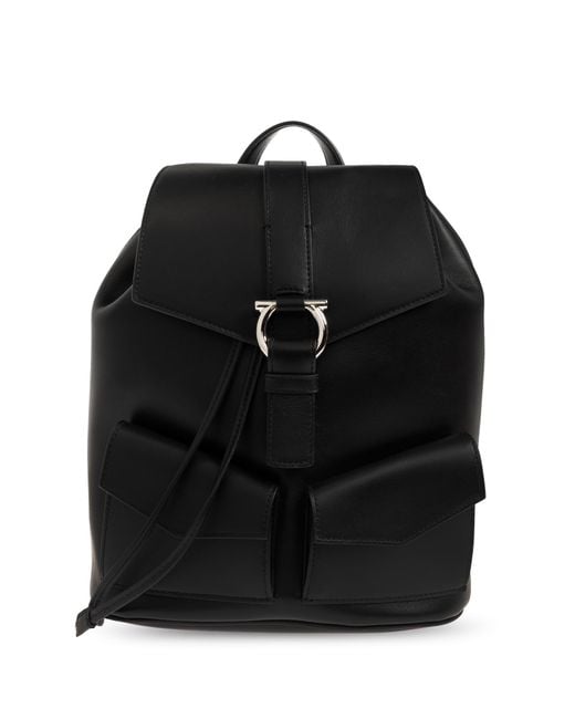 Ferragamo Black Leather Backpack
