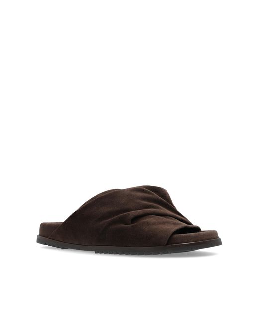 Rick Owens Brown 'mobius Granola' Suede Slides,