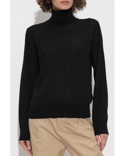 DSquared² Black Wool Turtleneck