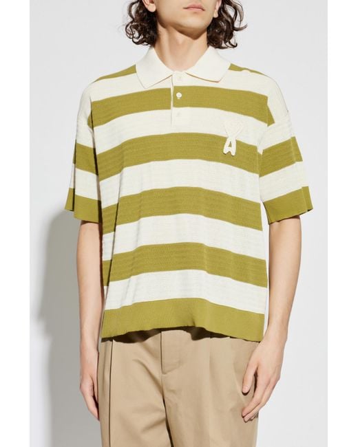 AMI Natural Striped Pattern Polo for men