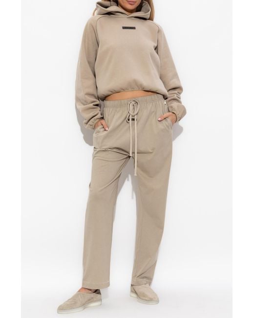 Fear Of God Natural Cropped Sweatshirt With Logo