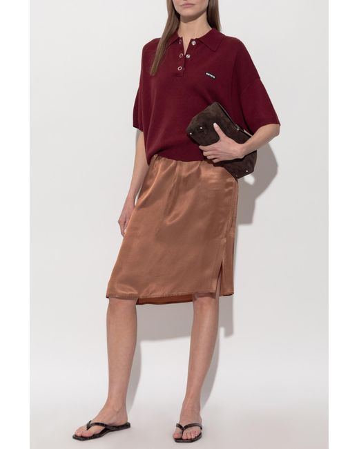ROTATE BIRGER CHRISTENSEN Red Polo Shirt With Logo Patch
