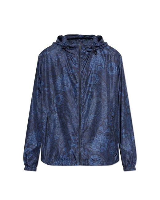 Etro Blue Light Jacket With Hood for men