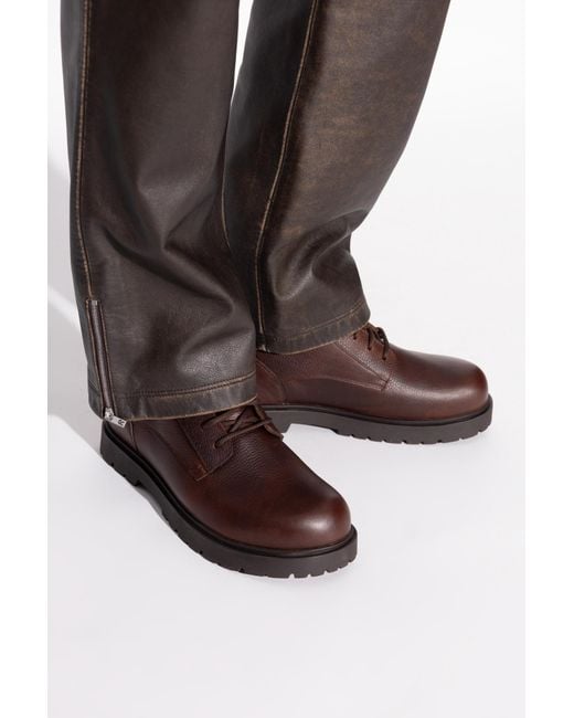 Birkenstock Brown Leather Shoes 'Highwood Lace Mid Waterproof' for men