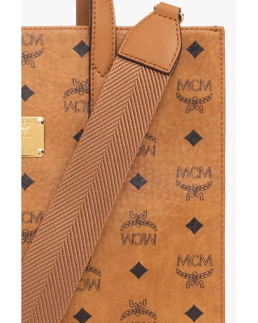 MCM Brown Monogrammed Shopper Bag