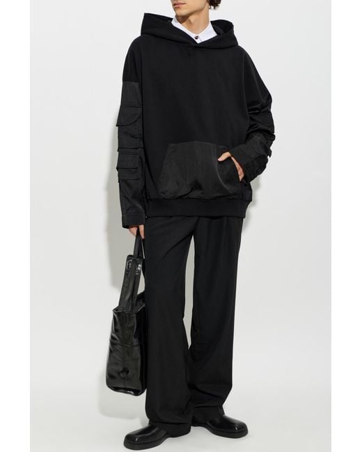 Balmain Black Oversized Sweatshirt Made Of Combined Materials for men