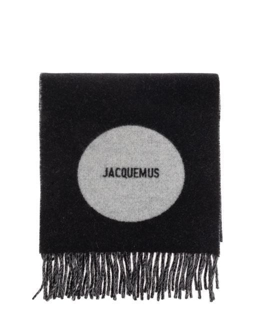 Jacquemus Black Wool Scarf With Logo