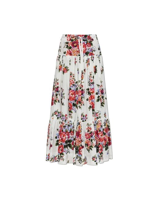 Dolce & Gabbana White Floral Print Skirt