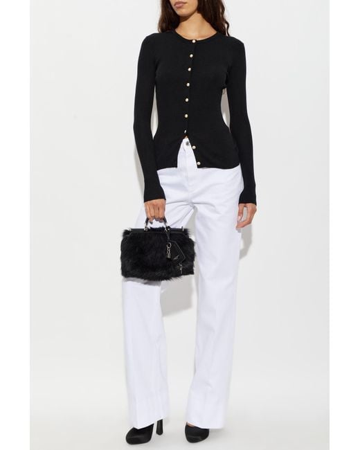 Dolce & Gabbana Black Cashmere Cardigan With Appliqués