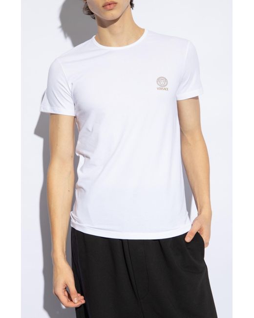 Versace White Two-Piece Cotton Blend T-Shirt Set With Medusa Head Print for men