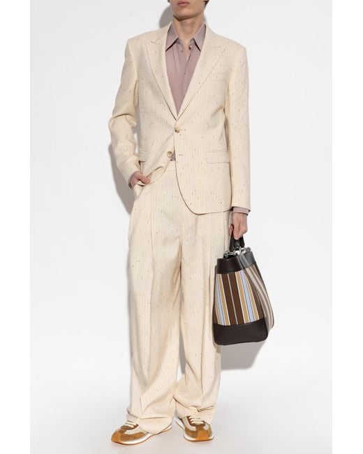 Dolce & Gabbana Natural Pinstripe-Pattern Blazer for men