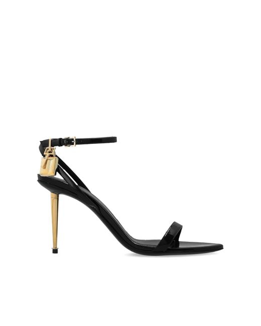 Tom Ford Black Leather Heeled Sandals