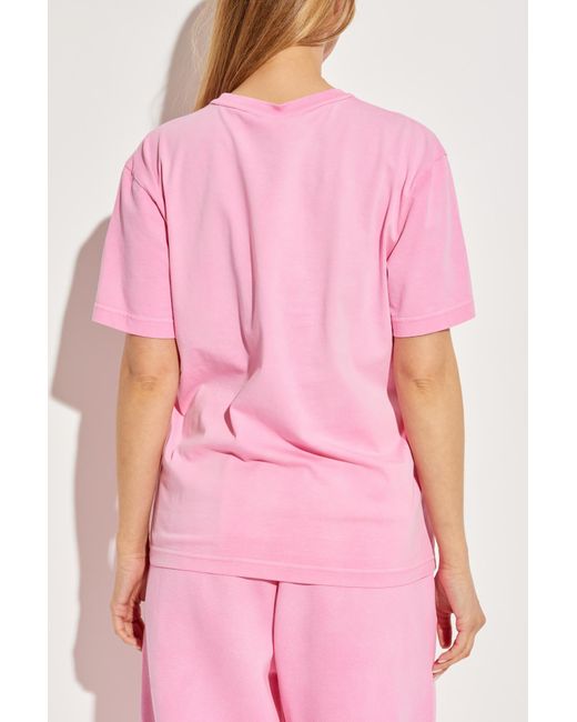 T By Alexander Wang Pink T-Shirt With Printed Logo