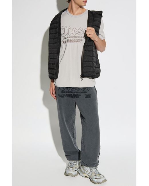 DIESEL Black Hooded Vest 'W-Temple' for men