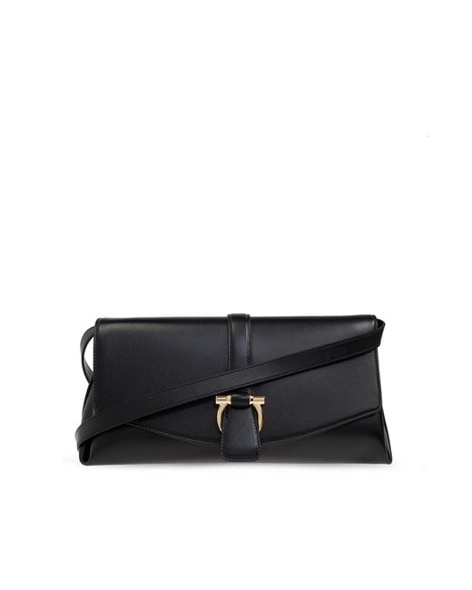 Ferragamo Black Rectangular Leather Shoulder Bag