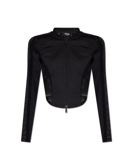 DSquared² Black Sweatshirt With Transparent Inserts,