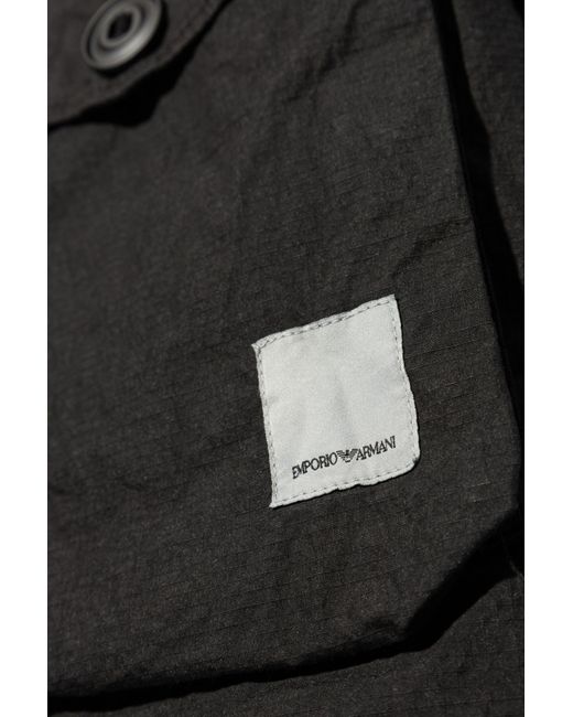 Emporio Armani Black Hooded Vest for men