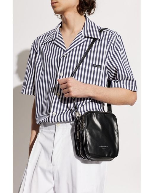Dolce & Gabbana Black Leather Shoulder Bag for men