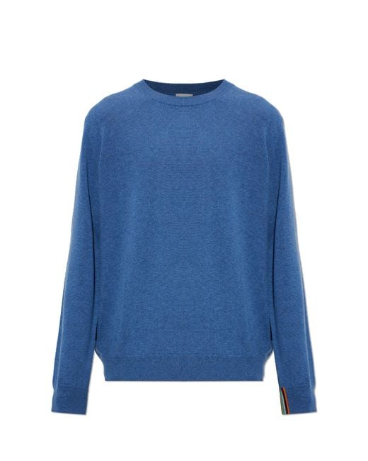 Paul Smith Blue Cashmere Sweater With A Crew Neck for men