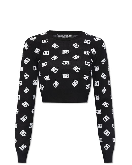 Dolce & Gabbana Black Cropped Top With Monogram,