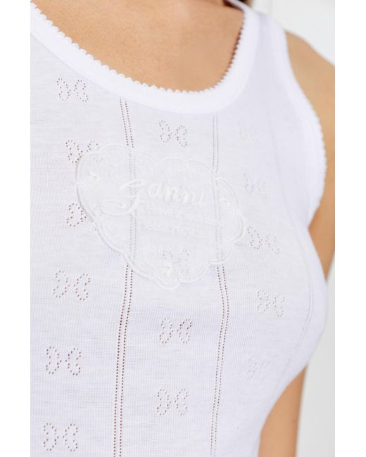 Ganni Black Top With A Patch