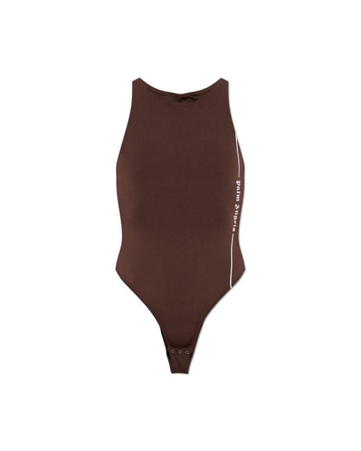 Palm Angels Brown Bodysuit With Printed Logo
