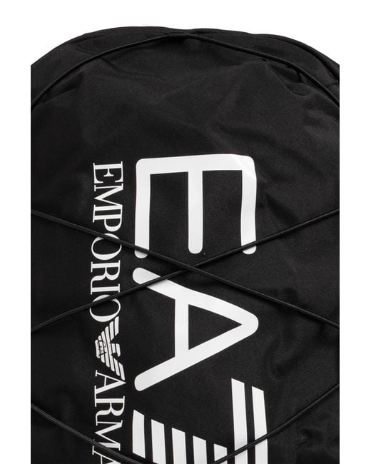 EA7 Black Backpack With Printed Logo