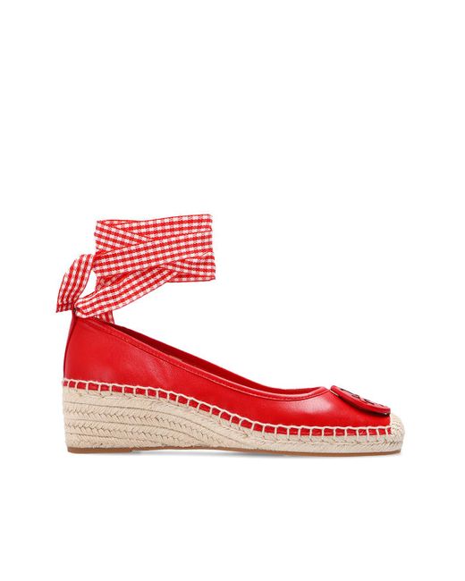 Tory Burch Minnie Ballet Espadrilles Wedges, Leather in Red | Lyst Australia