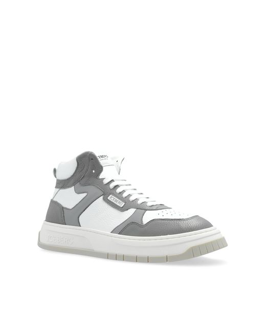 Iceberg White Ankle-High Sports Shoes ‘Clock’ for men