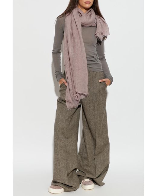 Rick Owens Gray Wool Wide-Leg Trousers
