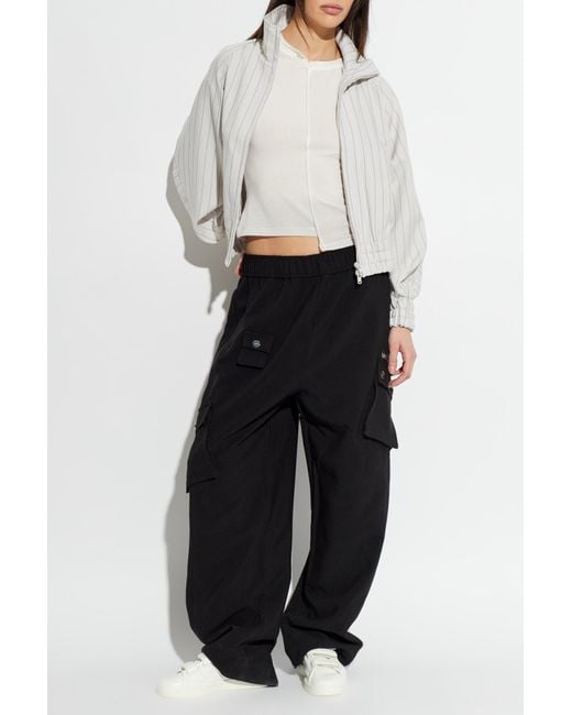 Y-3 White Jacket With Stand-Up Collar