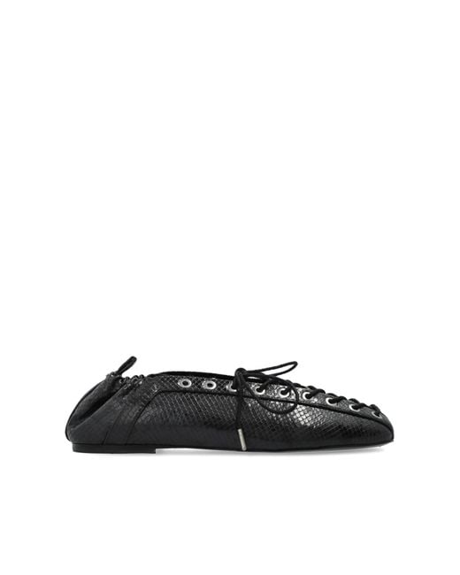 Ganni Black Ballet Flats With Ties